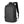Black front backpack view with vertical zipper pocket and side attachment strap