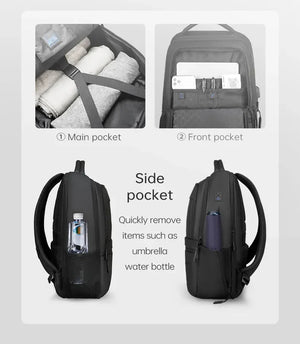 MARK RYDEN MR9103 Large Capacity Waterproof Travel Backpack with USB Charging Port
