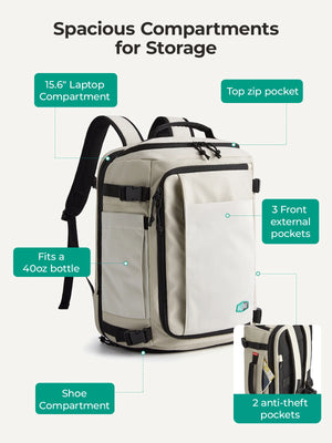 BAGSMART Expandable Large Capacity Waterproof Travel Backpack