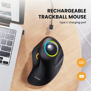 JOMAA Rechargeable Bluetooth Wireless Vertical Trackball Mouse
