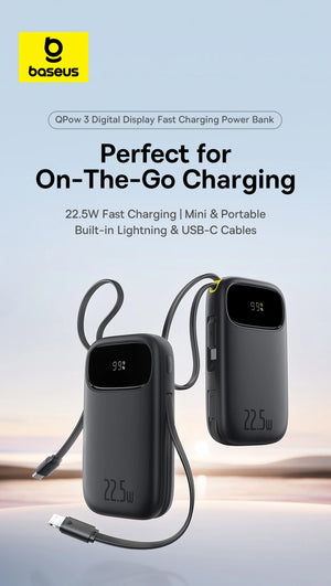 BASEUS QPow3 Digital Display Power Bank with Built-In Cable