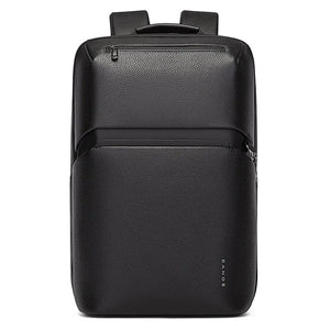 Black textured business laptop backpack with back panel and hanging loop