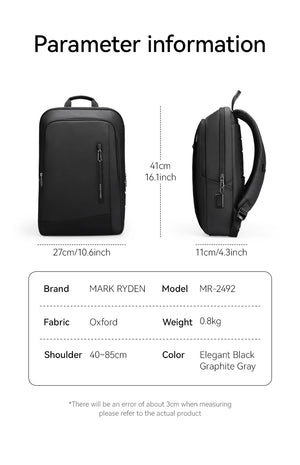 MARK RYDEN MR2492 Ultra Slim Lightweight Waterproof Compact Backpack