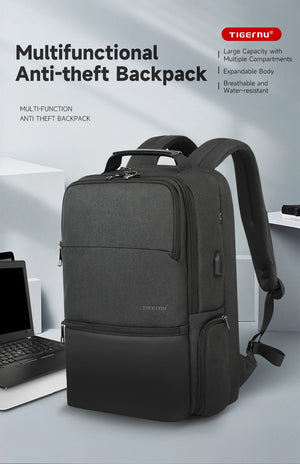 TIGERNU B3905 Large Capacity Waterproof Travel Backpack with USB Charging Port