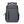 Grey waterproof travel backpack with logo badge, front zip pocket, and side pulls