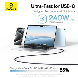 BASEUS Picogo Liquid Silicone 240W Type-C to Type-C Magnetic Coiled Charging Cable