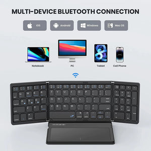 JOMAA Foldable Rechargeable Bluetooth Wireless Keyboard with Touchpad