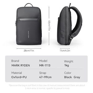 MARK RYDEN MR1113 Lightweight Waterproof Compact Backpack with USB Charging Port