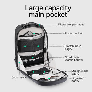 MARK RYDEN MR8011 Hard Shell Waterproof Travel Backpack with USB Charging Port
