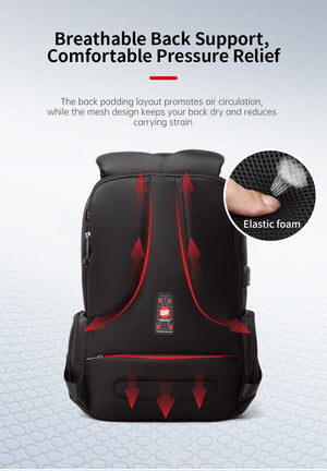 TIGERNU B3143 Large Capacity Waterproof Travel Backpack with USB Charging Port