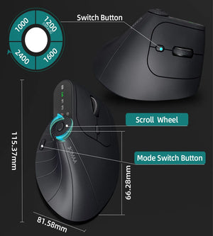 JOMAA Multi-Device Rechargeable Vertical Bluetooth Wireless Mouse
