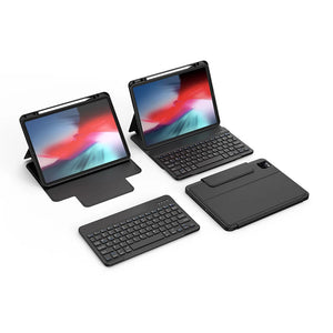 Protective iPad keyboard case with detachable keyboard and tablet cover in black