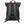 Black roll-top travel backpack back view with padded shoulder straps and ventilated panel