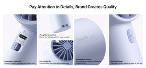JISULIFE Life10s Mini Rechargeable Handheld Portable Fan
