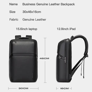 Black business laptop backpack with top handle, front flap, and adjustable shoulder straps