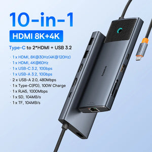 BASEUS Metal Gleam Series 10in1 USB-C Multiport Adapter and USB Hub