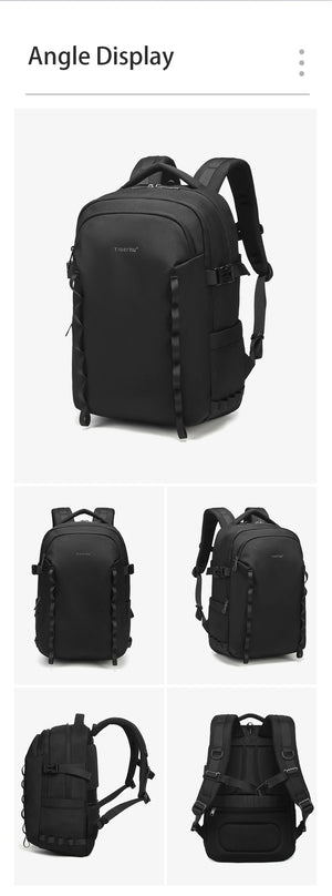 TIGERNU black waterproof travel backpack with padded back and side pocket