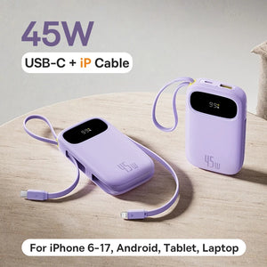 BASEUS QPow3 Fast Charging Power Bank with Built-In Cable