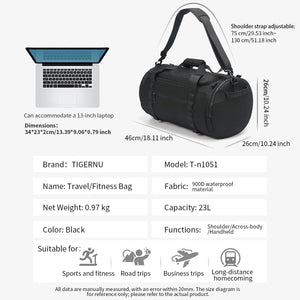 TIGERNU N1051 Large Capacity Waterproof Duffle and Sports Bag