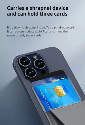 Dark gray magnetic card holder wallet with multi-card storage slot