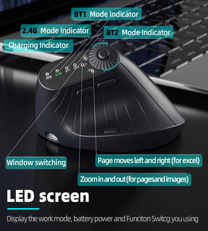 JOMAA Multi-Device Rechargeable Vertical Bluetooth Wireless Mouse