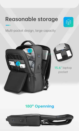 MARK RYDEN MR9103 Large Capacity Waterproof Travel Backpack with USB Charging Port