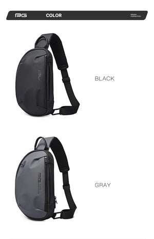 Lightweight waterproof crossbody sling bag, black and gray, with adjustable shoulder strap.