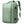 Mint green travel backpack with front buckle straps, side pocket zips, and top handle