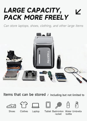 Large-capacity grey and black waterproof travel backpack for storing daily gear