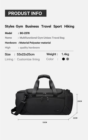 Large waterproof duffle bag, black, with dual handles and front zipper compartment