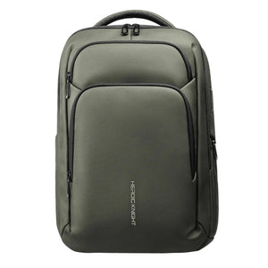 Large-capacity waterproof backpack in olive green, front zip pocket and top handle