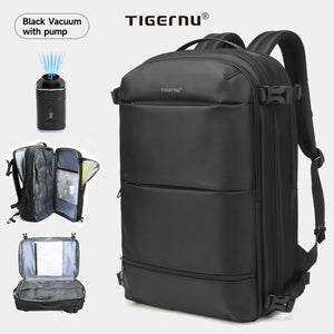 TIGERNU B9831 Expandable Vacuum Compression Waterproof Travel Backpack with Pump