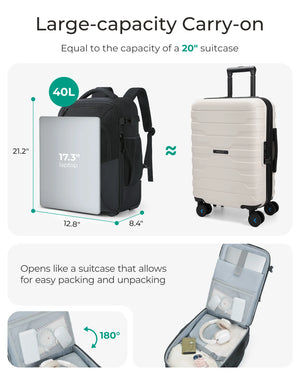BAGSMART Large Capacity Waterproof Wheeled Travel Backpack