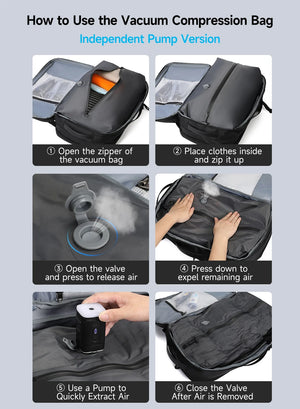 TIGERNU B9831 Expandable Vacuum Compression Waterproof Travel Backpack with Pump