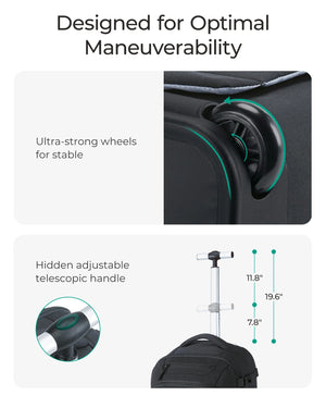 BAGSMART Large Capacity Waterproof Wheeled Travel Backpack