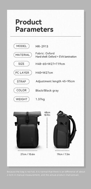 MARK RYDEN MR2913 Expandable Roll Top Waterproof Travel Backpack