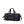 Black waterproof duffle sports bag with top handles, shoulder strap, and logo panel