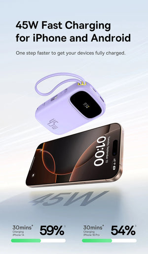 BASEUS QPow3 Fast Charging Power Bank with Built-In Cable
