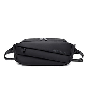 Black lightweight waterproof crossbody bag with top zip and front logo
