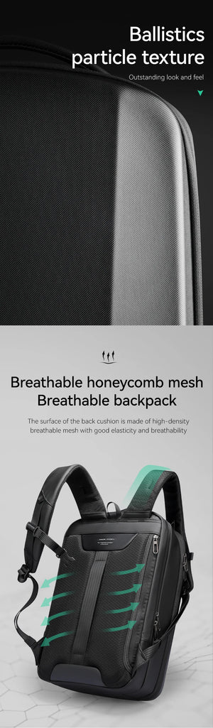 MARK RYDEN MR8011 Hard Shell Waterproof Travel Backpack with USB Charging Port