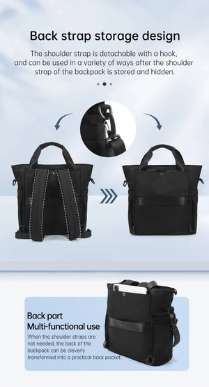 Large capacity waterproof backpack with front pockets and hidden back strap storage