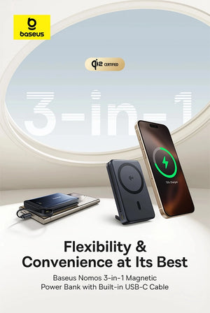 BASEUS Nomos Qi2 3in1 Magnetic Portable Power Bank