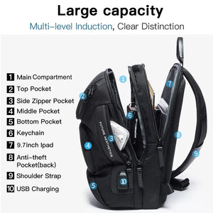 BANGE BG-7086 Anti-Theft Waterproof Crossbody Bag with USB Charging Port