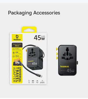 BASEUS PicoGo AG11 45W Universal Travel Adapter with Retractable Cable