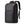 Black leather-look laptop backpack with front pocket, zipper, and adjustable shoulder straps